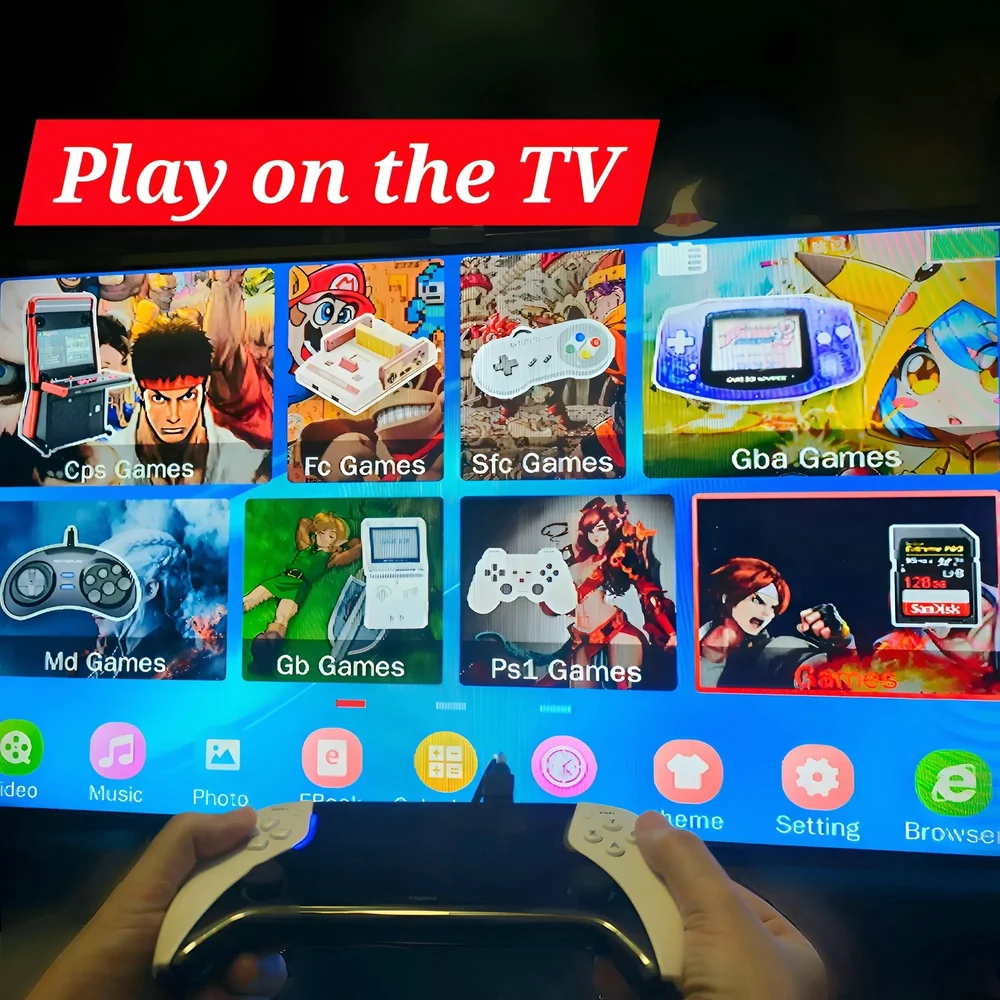 Handheld Gaming Console - Black and White | Plug & Play | Accesories & Content